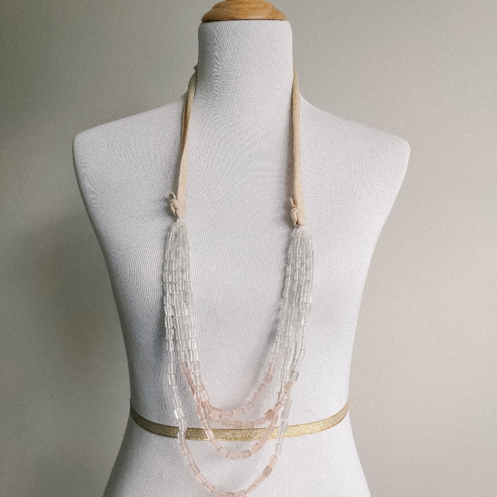 LOFT Beachy Layered Beaded Necklace with Tie Back